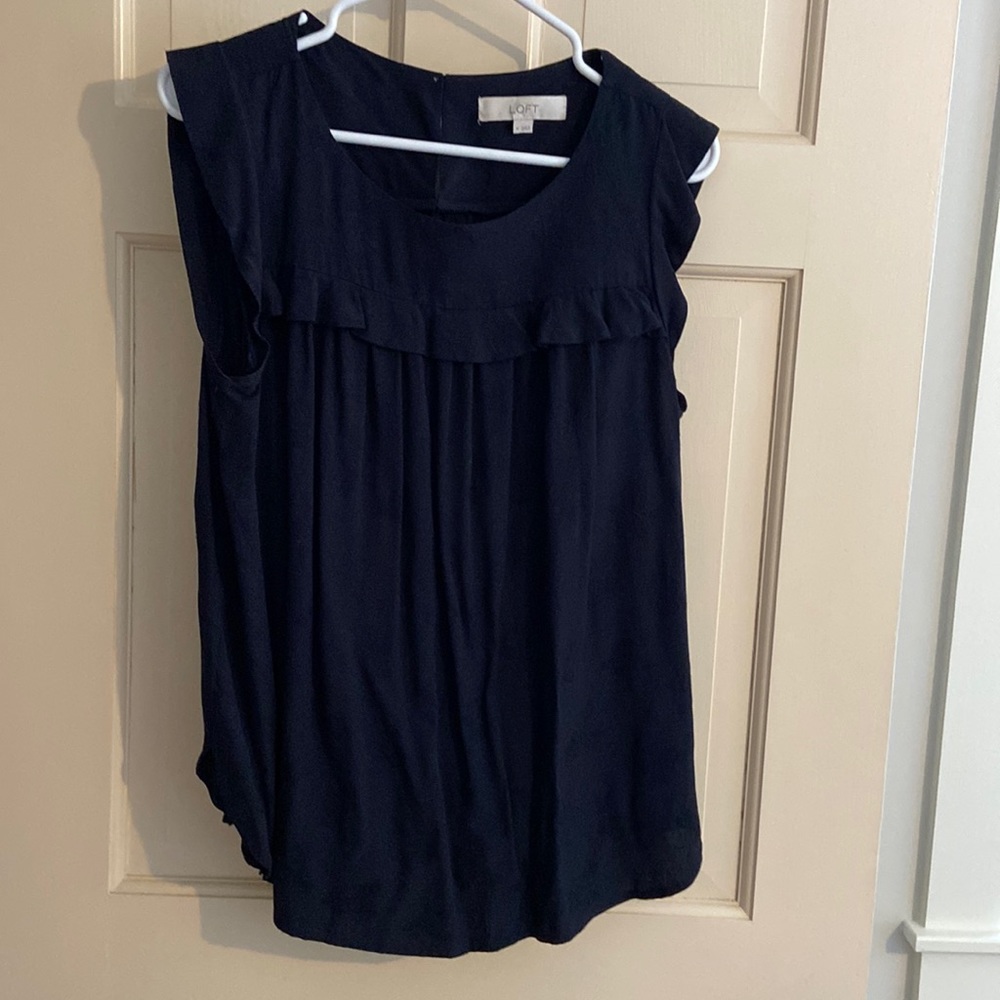 Loft Cap Sleeve Navy Blouse